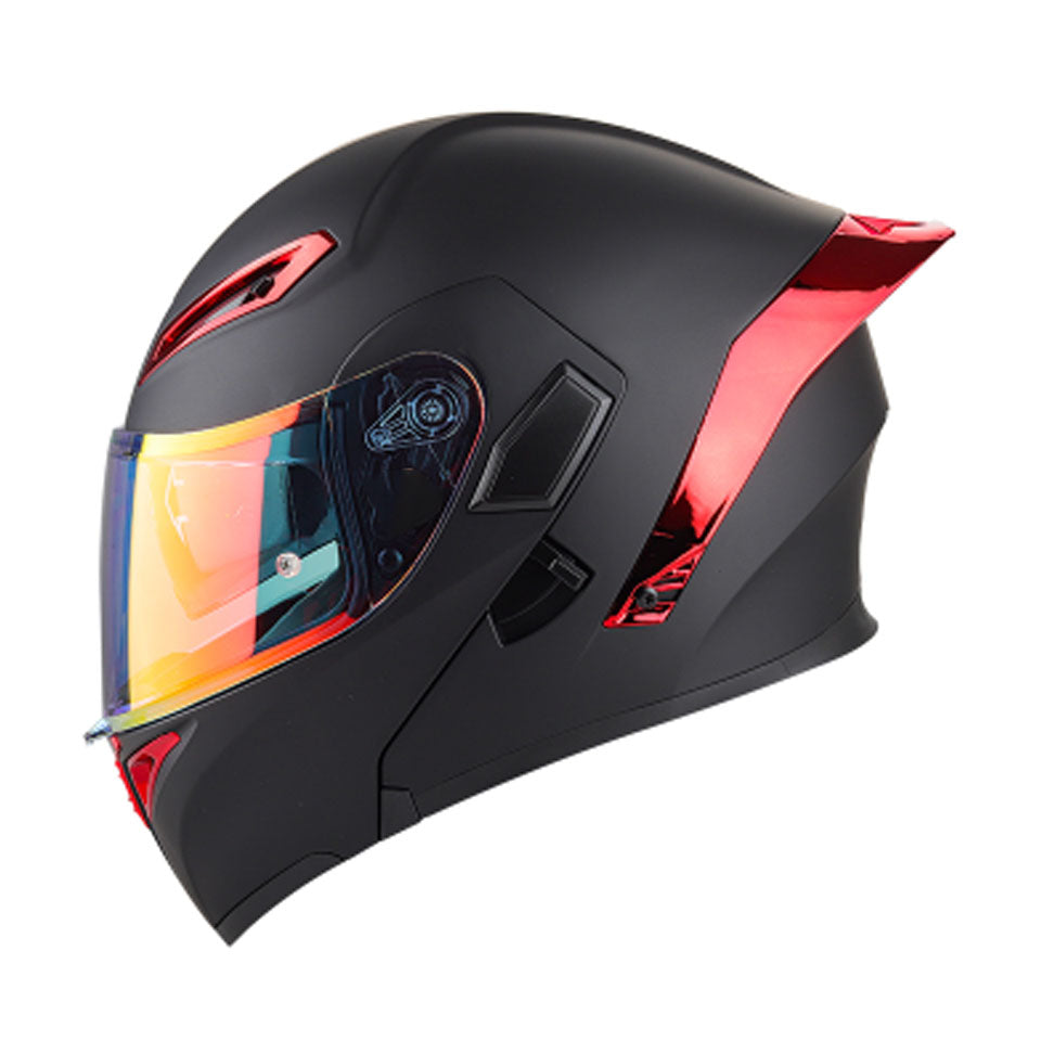 CASCO MOTO CES EX SOMAN ABATIBLE NEGRO MATE ROJO ZAFIRO