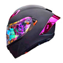 CASCO MOTO CES DOBLE VISOR NEGRO MATE ALERON ROSA VISOR DIURNO