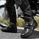 BOTAS DE MOTO DE CUERO PARA HOMBRE NEGRO