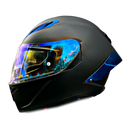 CASCO MOTO CES DOBLE VISOR NEGRO MATE ALERON AZUL VISOR DIURNO