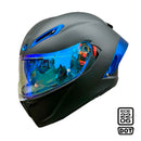 CASCO MOTO CES DOBLE VISOR NEGRO MATE ALERON AZUL VISOR DIURNO