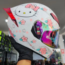 CASCO MOTO BIHR KITTY BLANCO ROSA DOBLE VISOR DIURNO