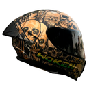 CASCO MOTO HOKEN DOBLE VISOR CON ALERON CERTIFICADO ECER 2206 CALAVERA DORADO