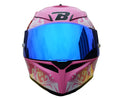 CASCO MOTO BIHR DOBLE VISOR ROSADO BRILLO BUHO DAMA MUJER IRIDIUM