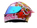 CASCO MOTO BIHR DOBLE VISOR ROSADO BRILLO BUHO DAMA MUJER IRIDIUM