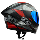 CASCO MOTO CES DOBLE VISOR CON ALERON CAMU ROJO IRIDIUM AZUL