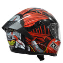 CASCO MOTO CES DOBLE VISOR CON ALERON JOKER ROJO