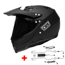 CASCO CES ADVENTURE MOTO CROSS AX9 NEGRO MATE + LUCES LED CASCO