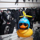 PATO MOTERO CASCO CELESTE ADORNO PARA MOTO BICICLETA
