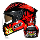 CASCO MOTO CES DOBLE VISOR CON ALERON JOKER ROJO