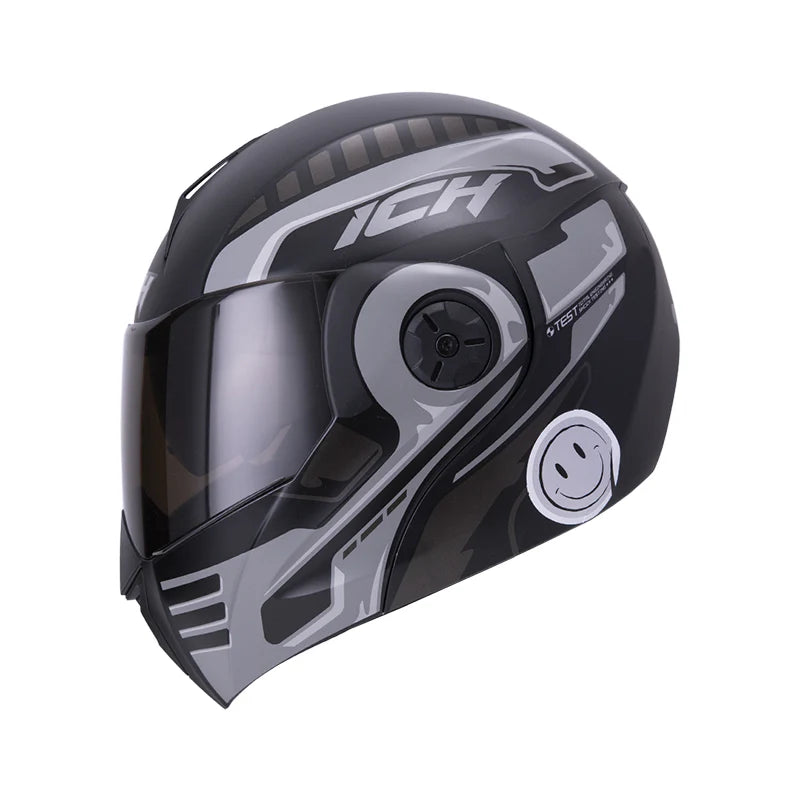 CASCO ICH ABATIBLE ROBOTO GRIS NEGRO MATE
