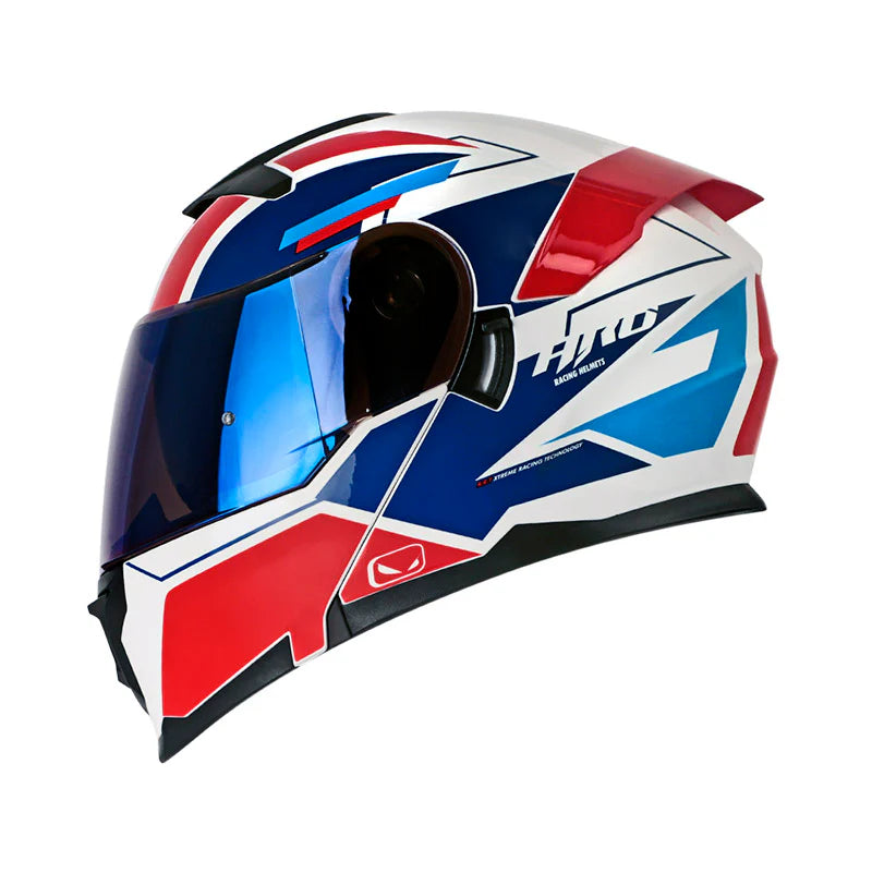 CASCO MOTO ABATIBLE HRO 3440 DV LAZZAR BLANCO ROJO