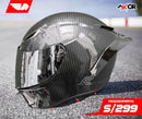 CASCO MOTO AXOR EX BIHR FIBRA DE CARBONO BRILLO ALERON GRIS