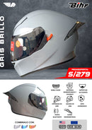 CASCO MOTO BIHR GRIS BRILLO DOBLE VISOR