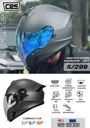 CASCO MOTO CES ICON DOBLE CERTIFICADO VISOR DIA Y NOCHE AZUL GRIS MATE