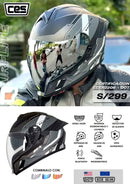 CASCO MOTO CES ICON DOBLE CERTIFICADO VISOR ESPEJO GRIS MATE