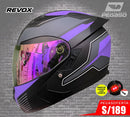 CASCO REVOX MOTO ARTICULADO DOBLE VISOR DIURNO LILA