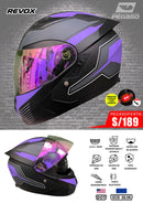 CASCO REVOX MOTO ARTICULADO DOBLE VISOR DIURNO LILA