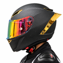 CASCO MOTO AXOR GP FIBRA DE CARBONO MATE ALERON DORADO