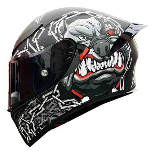 CASCO MOTO BIHR BULLDOG GRIS NEGRO MATE DOBLE CERTIFICADO