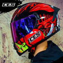 CASCO MOTO CES DOBLE VISOR CON ALERON JOCKER ROJO IRIDIUM AZUL