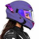 CASCO MOTO CES ARTICULADO DOBLE VISOR CERTIFICADO LILA MATE