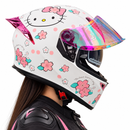 CASCO MOTO BIHR HELLO KITTY BLANCO ROSA DOBLE VISOR DIURNO