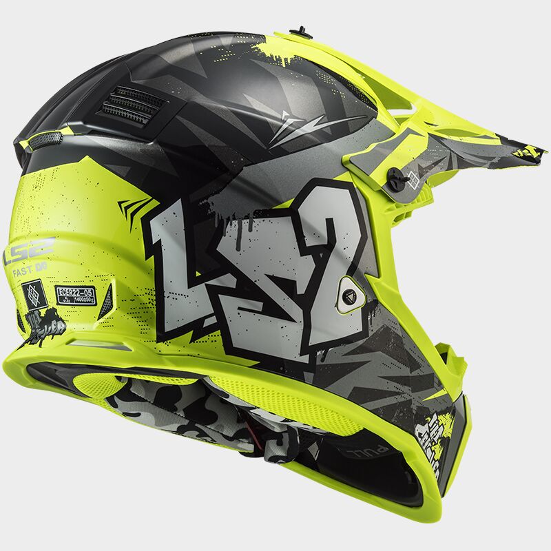 CASCO LS2 MX437 FAST MINI NIÑO EVO CRUSHER NEGRO AMARILLO