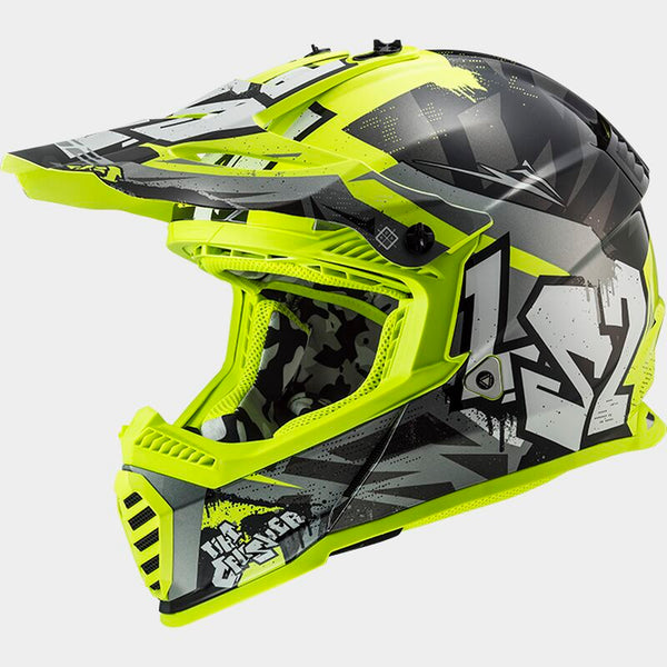 CASCO LS2 MX437 FAST MINI NIÑO EVO CRUSHER NEGRO AMARILLO