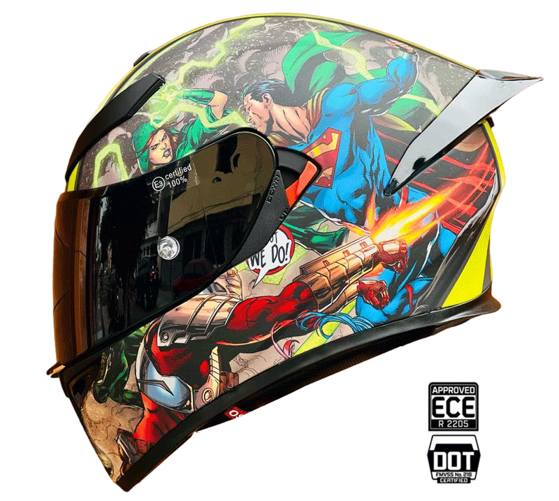 CASCO MOTO AXOR EX BIHR SUPER HEROES POLARIZADO DOBLE VISOR