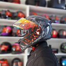 CASCO MOTO BIHR TOXIC ROJO GRIS MATE DOBLE VISOR DIURNO
