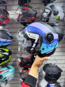 CASCO MOTO ABIERTO NZI CIVIC MATE AZUL LILA
