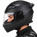 CASCO MOTO CES DOBLE VISOR ECER DOT NEGRO MATE