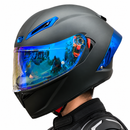 CASCO MOTO CES DOBLE VISOR NEGRO MATE ALERON AZUL VISOR DIURNO