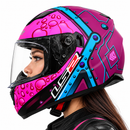 CASCO LS2 FF320 DOBLE VISOR BUBBLE PURPURA FUCSIA NEON MATE ECE 22.05