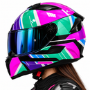 CASCO INTEGRAL LS2 FF353 FLAG ROSADO CELESTE BLANCO DAMA IRIDIUM