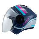 CASCO PARA MOTO FIBRA ONE BIT STREAM LANDER AZUL MATE