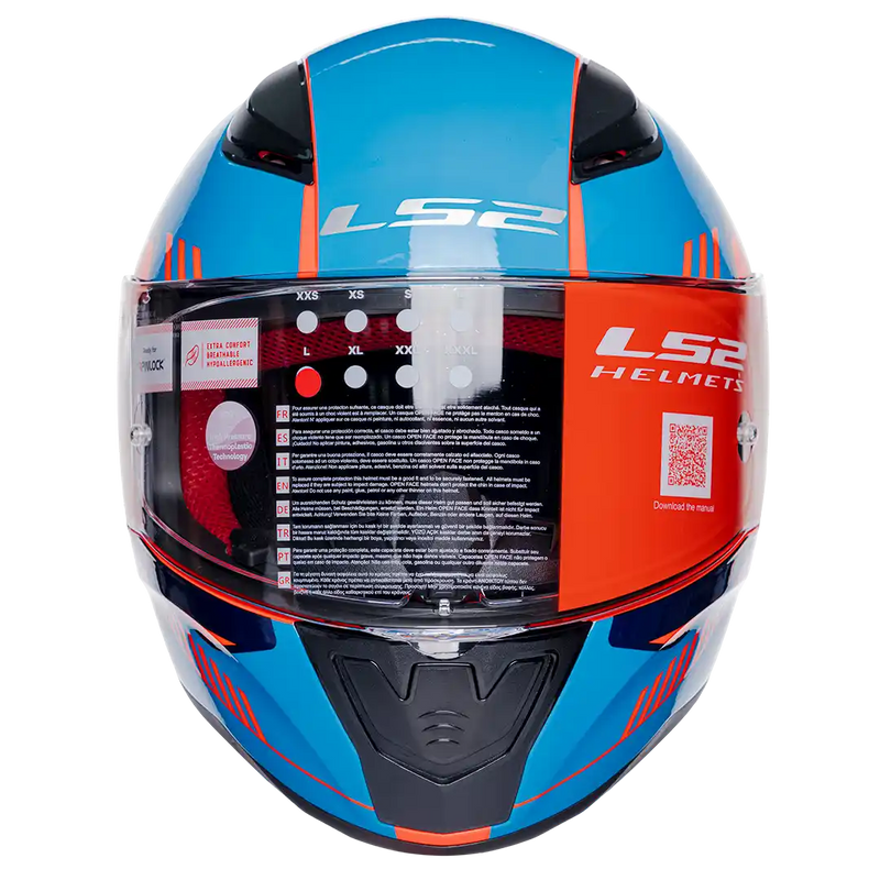 CASCO INTEGRAL LS2 FF353 DESTRIP AZUL NARANJA CELESTE