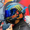 CASCO MOTO AXOR K5 NO BIHR MONSTER AZUL MATE DOBLE VISOR