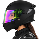 CASCO MOTO CES ARTICULADO DOBLE VISOR CERTIFICADO NEGRO MATE REVO LILA