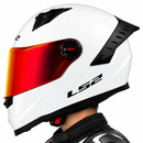 Casco Ls2 Cosmos Blanco Brillo Escarchado Visor Electric Red