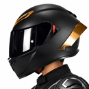 CASCO MOTO CES DOBLE VISOR NEGRO MATE ALERON DORADO