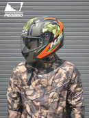 CASCO MOTO HJC KUME I70 NARANJA VERDE CAMUFLADO