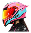 CASCO MOTO BIHR ROSA VERDE MATE DOBLE CERTIFICADO