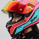 CASCO MOTO BIHR ROSA VERDE MATE DOBLE CERTIFICADO
