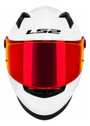 Casco Ls2 Cosmos Blanco Brillo Escarchado Visor Electric Red