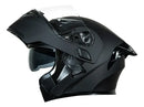 Casco Moto Abatible Negro Mate Transparente
