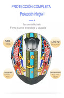 CASCO MOTO CES DOBLE VISOR CON ALERON FIBRA DE CARBONO POLARIZADO CON OREJAS GATO