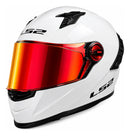 Casco Ls2 Cosmos Blanco Brillo Escarchado Visor Electric Red