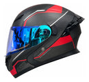 Casco Moto Abatible Rojo Revo Blue Dorado Doble Visor Ecer2206